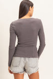 Pigment Dyed Scoop Neck Top