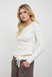 Long Sleeve Polka Dot Henley Top