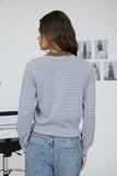 Striped Contrast Trim Knit Cardigan