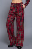 Wide Leg Plaid Woven Pants