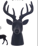 Res Blk Flocked Deer Head