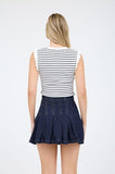 Striped Ruffle Trim Sweater