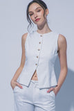 Front Slit Linen Vest