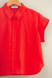 Eyelet Dolman Button Up Top