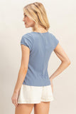 Scalloped Button Front Top