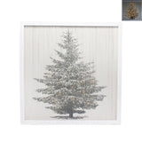 Sq Christmas Tree Whitewashed Frame W/white Lights