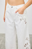 High Rise Embroidered Barrel Leg Jeans
