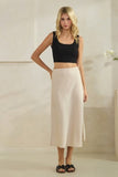 Solid Satin Midi Skirt