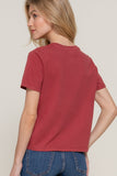 Short Slv Garment Dye Knit Top
