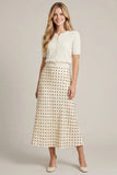 Woven Polka Dot Midi Skirt