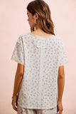 Floral Textured V-Neck Top