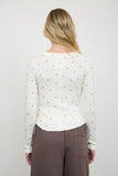 Long Sleeve Polka Dot Henley Top