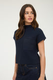 Short Sleeve Mock Neck Sweater