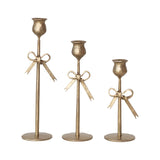 Cast Iron Taper Holders W Bow Antique Gold Finish