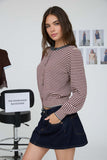 Striped Contrast Trim Knit Cardigan