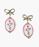Bow Drop Ceramic Flower Drop Earring