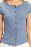 Scalloped Button Front Top