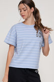 Short Slv Patch Stripe French Terry Top