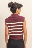 Striped Half-Zip Knit Sweater Vest