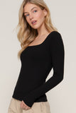 Ribbed Square Neck Top