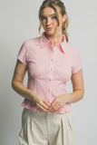 Ruffled Hem Button Up Top