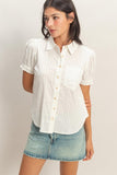 Puff Sleeve Button Up Top