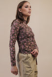 High Neck Sheer Mesh Lace Top