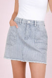 Denim Striped Casual Mini Skirt