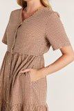 Gingham Button Front Midi Dress