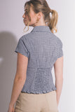 Ruffled Hem Button Up Top