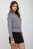 Striped Round Neck Cardigan