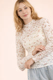 High Neck Sheer Mesh Lace Top