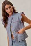 Striped Twill Button Vest