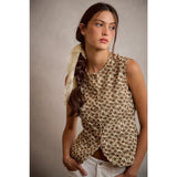 Floral Print Scallop Edged Vest