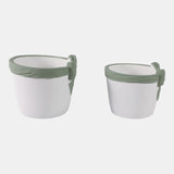 Big Bow Planters, White/gr