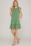 Floral Butterfly Sleeve Mini Dress