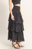 Smocked Waist Tiered Skirt