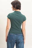 Mock Neck Cap Sleeve Top