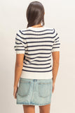 Striped Scallop Edge Knit Top