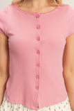 Scalloped Button Front Top