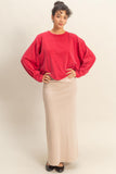 Mineral Washed Casual Maxi Skirt