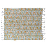 Woven Recycled Cotton Blend Throw W Pom Poms