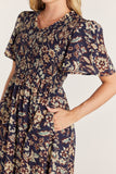 Ruffled Smocked Midi Dress