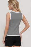 Sleeveless Striped Button Front Sweater