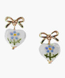 Ribbon Flower Heart Ceramic Earring