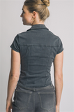 Denim Button Front Top