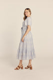 Embroidered V-Neck Midi Dress