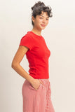 Basic Ribbed Short Sleeve Top