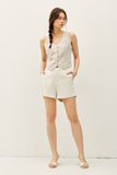 Striped Button Front Vest