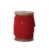 Velvet Ribbon On Wood Spool, Red
